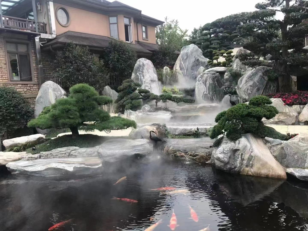 高檔別墅假山魚(yú)池水景